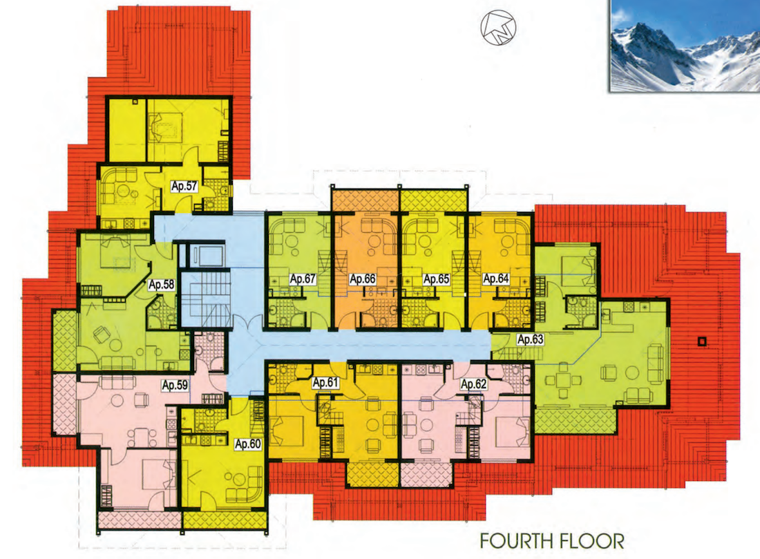 Fourth floor plan — Apartment 57