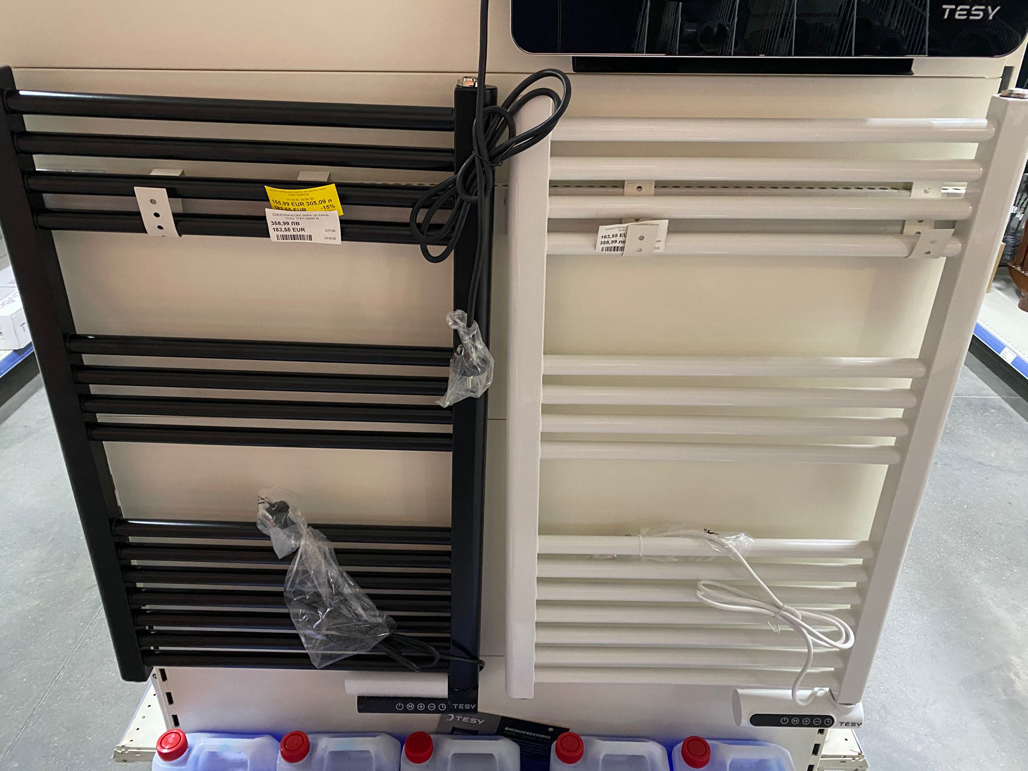 Electric towel rail — black or white TESY, B1 option